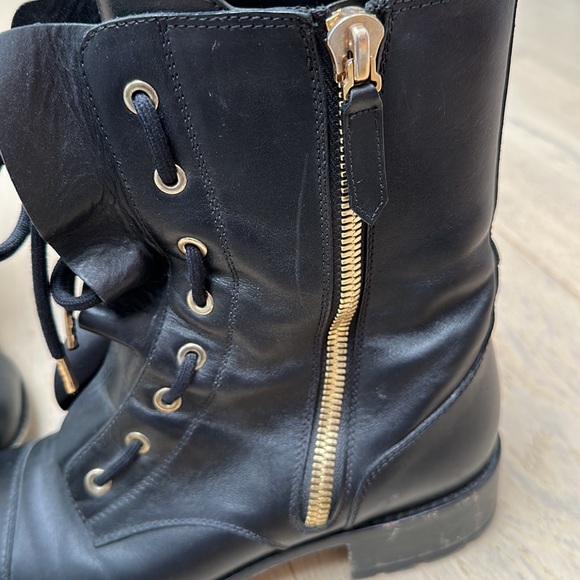 Valentino leather ruffle combat boot - Picture 9 of 12